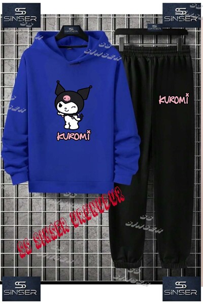 SS SİNSER Детски унисекс комплект спортен екип с качулка и принт „KUROMI GOZ ...