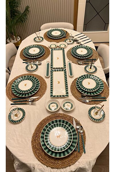 PONCİKPAZAR 38 Parça Pink Candy Kahvaltı Pasta ve Servis Takımı **PORSELEN SERİ