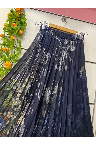 edu collection Сріблястий шифон богемний спідниця з підкладкою синього кольору