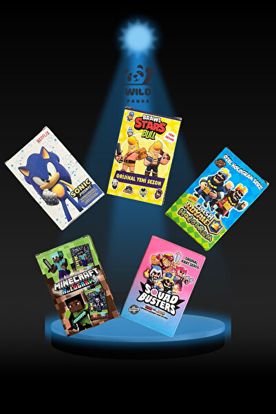 wildpanda حزمة الترفيه / سونيك - ماين كرافت - سكواد بسترز - كلاش رويال - براول ستارز بولز / 50 بطاقة مختلفة
