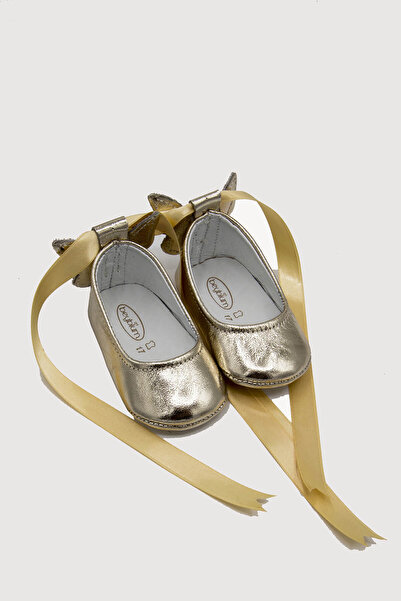 Beybium Genuine Leather Butterfly Decorated Baby Ballet Shoes Moccasin Gold