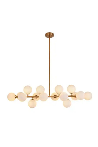 LED CONCEPT LED chandelier with lampshades, gold, linear, 90x25x50, bulb type 16xG9