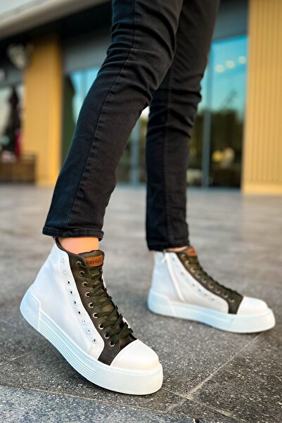 Zapatos حذاء CH167 بليزر رياضي كاجوال للرجال برباط وسحاب من الجلد CBT - أبيض/...