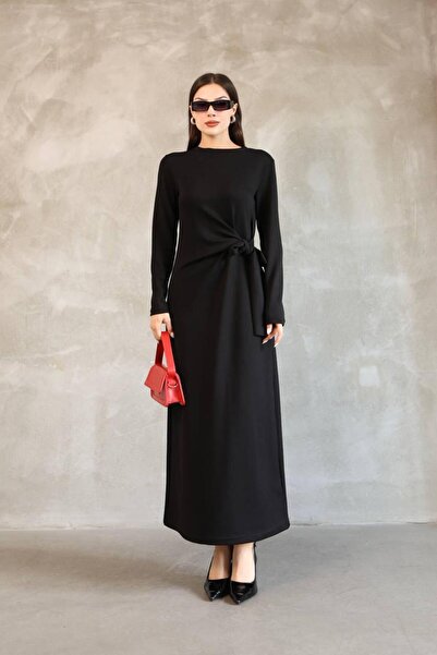 HEDEF DAİSY Women's Clothing Modal Fabric Tie Detail Long Dress