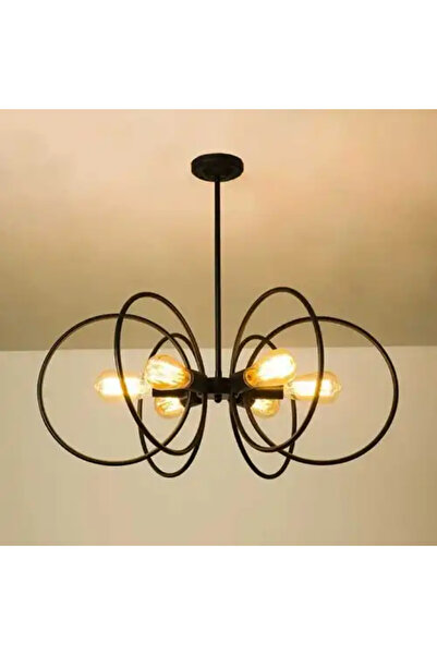 LED CONCEPT Lustra LED cu abajururi, neagra, rotunda, 70x70x60, tip bec 6xE27