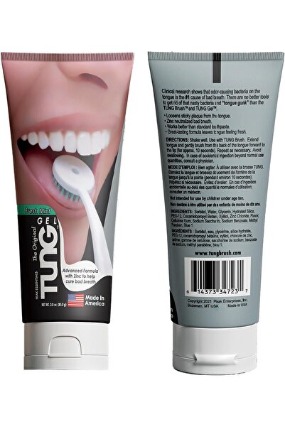 Tung Gel and Tongue Cleaning Brush by Peak Essentials - Starter Pack The Original Tongue Brush, Black