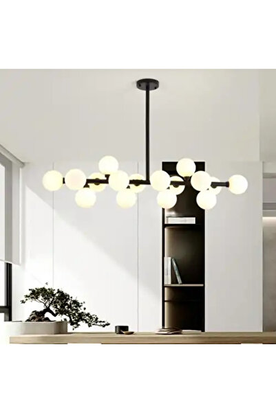 LED CONCEPT LED chandelier with lampshades, black, linear, 90x25x50, bulb type 16xG9