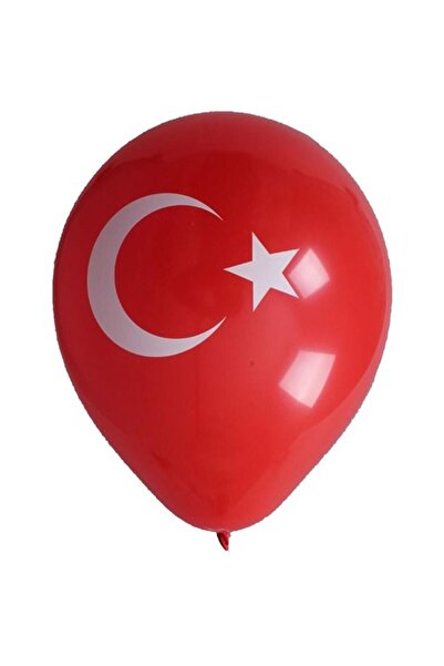 Ege Pastacılık 100 Pieces Turkish Flag Flag White Moon Star Printed Balloon