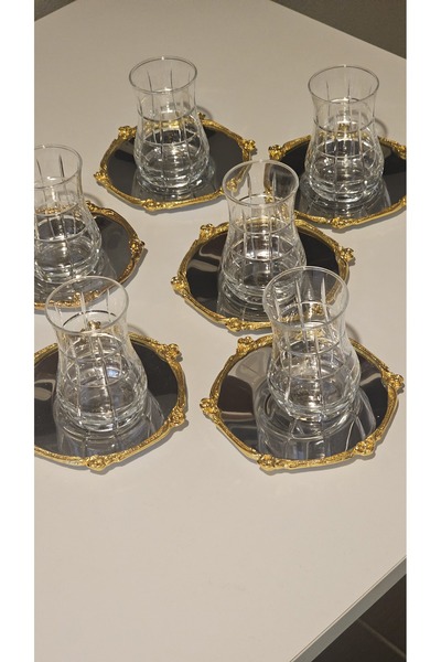 Keopsantique home 6-Person Silver Gold Detailed Tea Set