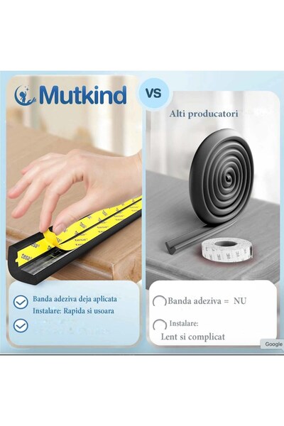 CEDA HOME Edge and Corner Protection for Babies, Mutkind, 6 meters, Black, Foam, Includes 10 Corner Protectors