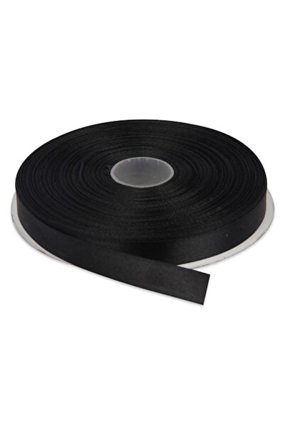 OEM Satin Ribbon, Set of 5 Pieces, 1 cm Width, Black Color, 22 m Roll