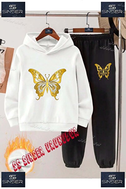 SS SİNSER Παιδικό Unisex Σετ Φόρμας με Κουκούλα "ΠΕΤΑΛΟΥΔΑ ΧΡΥΣΟ ΧΡΩΜΑ " με Ε...