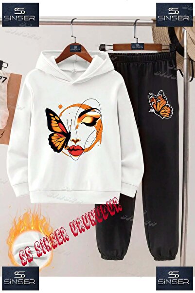 SS SİNSER Children's Unisex "Kelebek Girl on Face" Custom Printed Hooded Swea...