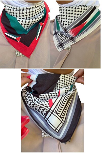 ALDAYER 3 قطع من الوشاح ذو الطابع الفلسطيني 50x50