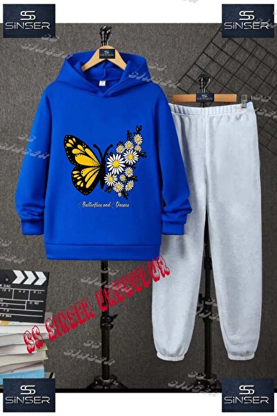 SS SİNSER Παιδικό Unisex Σετ Φόρμας με Κουκούλα "KELEBEK SARI KANAT PAPATYA "...