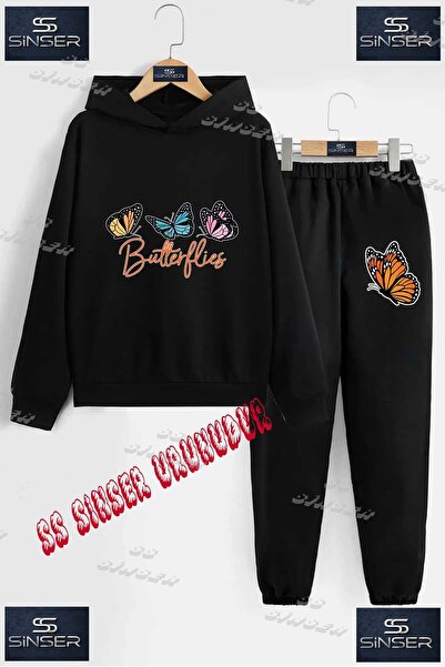 SS SİNSER Children's Unisex Custom Printed Hooded Tracksuit Set with the Text...