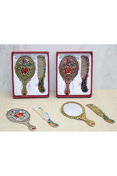 Generic Gül Tasarımı Ayna Ve Tarak Seti Küçük Boy