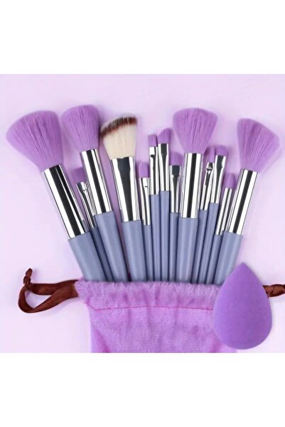 DRECCEX Mor renkli, sünger hediyeli, şık 13 parça makyaj seti, pratik ve tama...