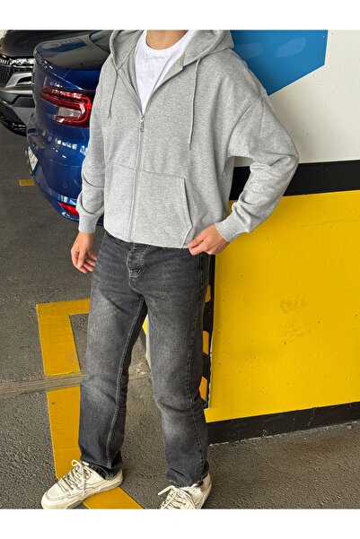 DARK MODA Men's Overfit Zippered Hooded Cardigan