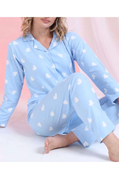 Hepyek Set de pijamale din țesătură din piele intoarsa cu model inima