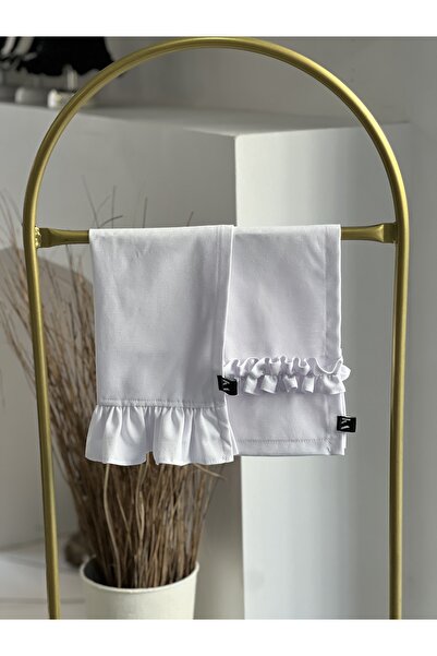 KaiAtelier 2Li Ivory Keten Fırfırlı Kurulama Bezleri