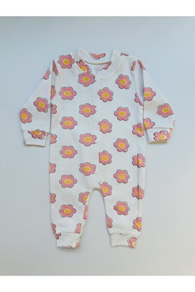 Vivolas Newborn Floral Patterned Romper and 3-Piece Set - (with Gloves, Booties, Hat) 0-3 Months