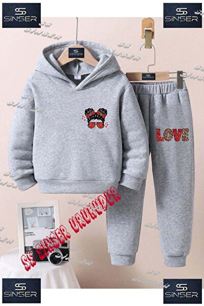 SS SİNSER Children's Unisex'Girl Gzlk Leopard Dsn Sol Ust' Custom Printed Hoo...