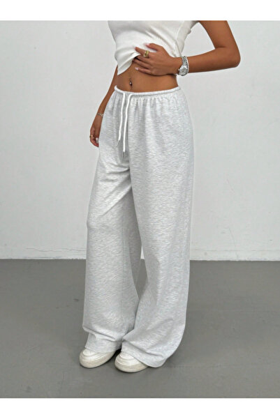 KİNNEAS Women's Gray Plus Size Baggy Loose Fit Pants Six Stretchy Comfortable Fabric Sweatpants Shah Modahjn