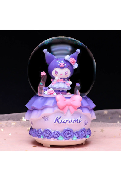 keyfim shop Sevimli Kuromi Temalı Büyük Boy Püskürtmeli Müzikli Işıklı Kar Kü...