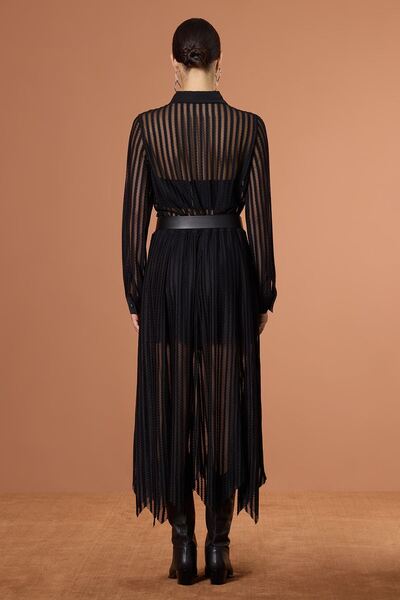 UPGRADE Bel Elastik Tül Etek Siyah