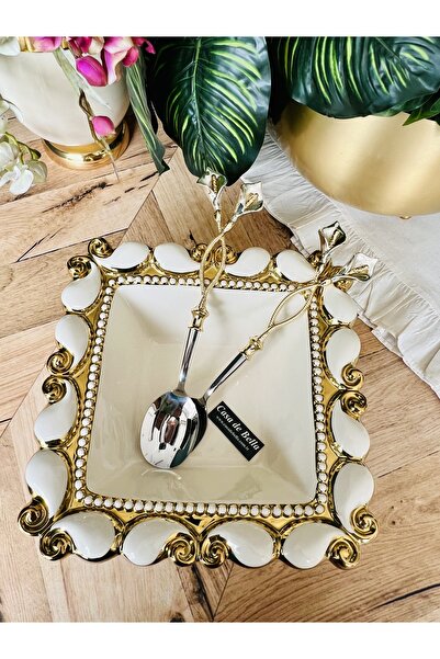 CASA DE BELLA Wiki Gold Büyük Boy Kare Derin Salata Kasesi