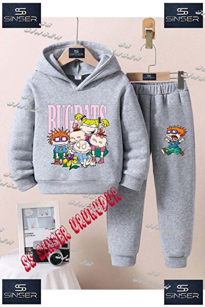 SS SİNSER Children's Unisex Special Printed Hooded Tracksuit Set with the Tex...