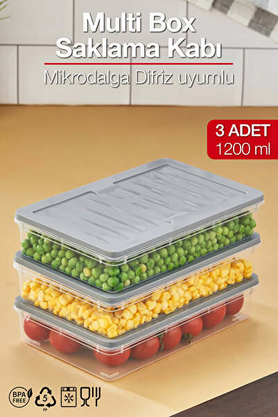 ALP HOME Multi Box 3 Lü Set Saklama Kabı Seti - Dondurucu & Mikrodalga Uyumlu