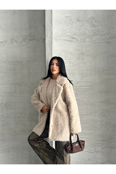 Fashionbox Дамско висококачествено палто с капитонирана подплата и кожена подплата 25104