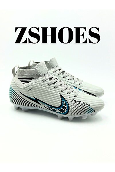 ZSHOES Erkek Gümüş Yeni Renk Halı Saha/Çim Saha Çoraplı Bağcıklı Esnek Çocuk-Genç-Yetişkin Krampon (31-44)