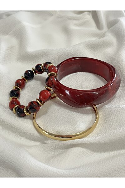 Çelik Lucky Store 3’lü Şık Minimalist Zarif Kemik ve Reçine Bileklik Seti