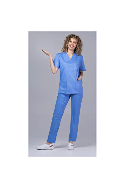 tag Costum medical ClassIQ pentru femei, bluză și pantaloni, albastru gendarm