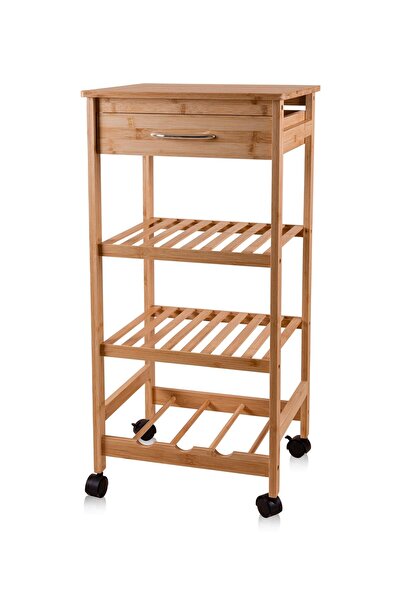 The Mia Bambu Tekerlekli 4 Katlı Düzenleyici Dolap Raf 83x40x37 Cm
