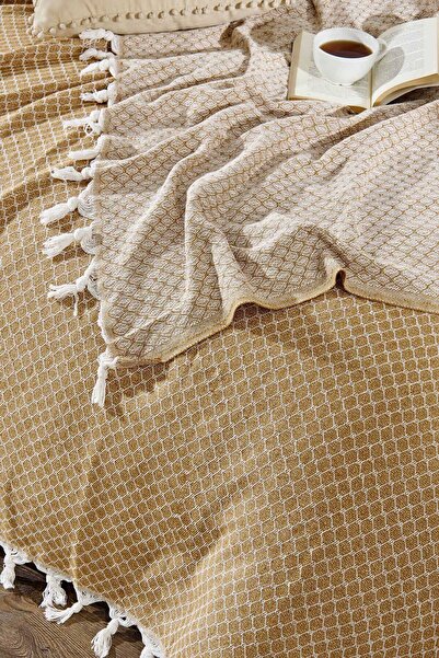 merland benvecocuk Double Bed Cover Alice Mustard 200 X 230 cm