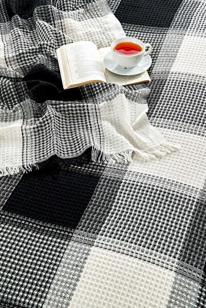 merland benvecocuk Double Bed Cover Plaid Black 200 X 230 cm