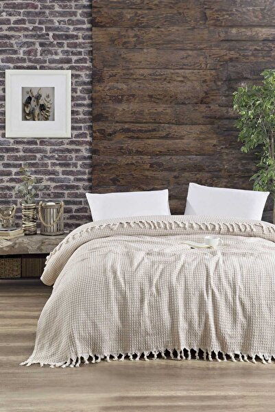 merland benvecocuk Double Bed Cover Pyramid Beige 200 X 230 cm