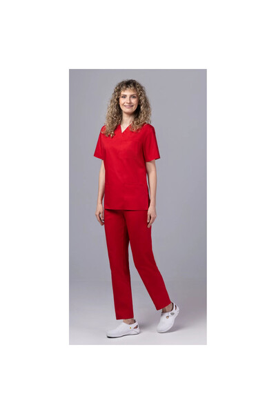OEM Women DER KLASSIK medical suit, Blouse and pants, Red