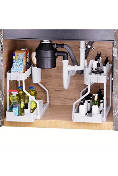 choice2 قطعتان من رفوف المطبخ المنزلية متعددة الطبقات قابلة للسحب باللون الأب...