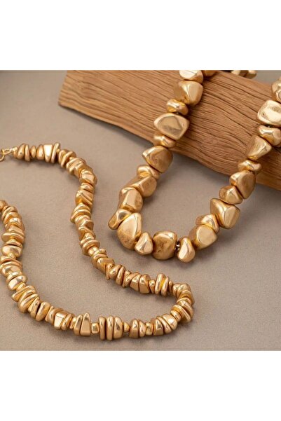 GÜNEBAKAN AKSESUAR Bohem kalın zincir kolye seti