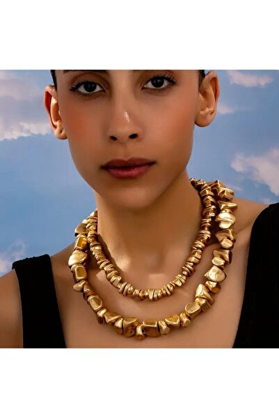 GÜNEBAKAN AKSESUAR Bohem kalın zincir kolye seti