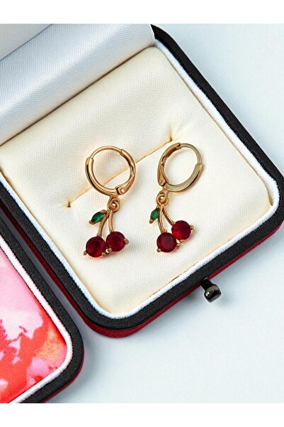 glanssieraad Altın Kaplama Paslanmaz Çelik Kiraz Sallanan Küpe – Canlı ve Zarif Tasarım