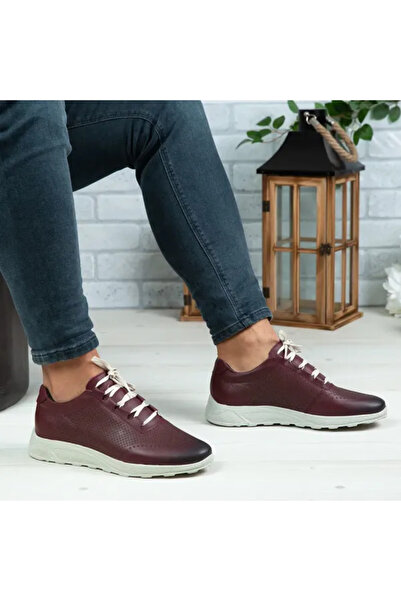 Piello Pantofi Sport, Piele Naturală cu perforații, Vișiniu