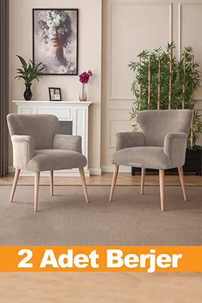 LOVİSSE HOME Açık Kahve Babyface Berjer, Tekli Koltuk, Ofis, Bekleme koltuğu, Cam Balkon