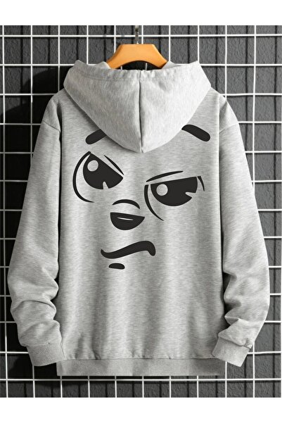 estilowear سويت شيرت للجنسين بتصميم وجه مزاحي، 3 خيوط، مزخرف