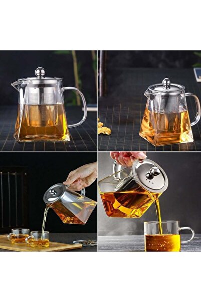 PUFO Exclusive glass tea infuser with filter and metal lid, 700 ml, transparent